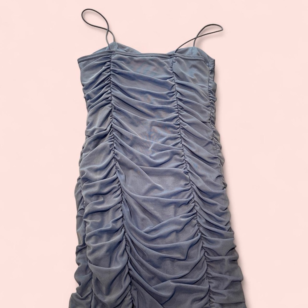 Periwinkle Ruched Mini Dress - Picture 6 of 7